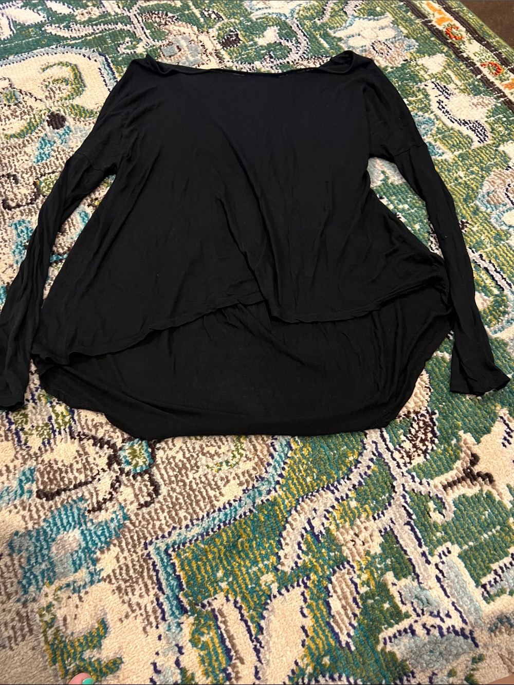 Women's Black Long-Sleeve High-Low Tunic